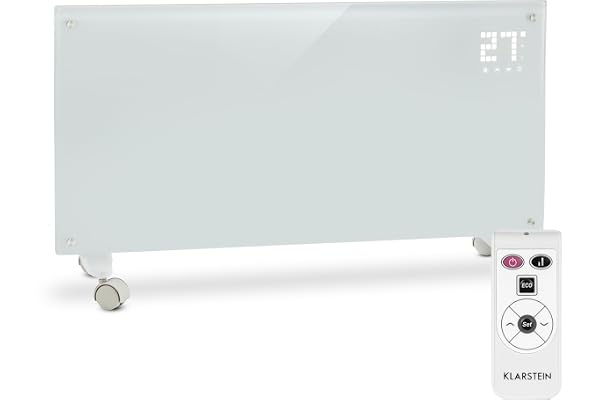 KLARSTEIN Bornholm - Radiateur électrique,Chauffage à convection, 2000 W,Idéal pour les pièces jusqu'à 40 m², 5°- 45°C,Timer,Écran LCD, 2 niveaux de chauffage,Norme IP24,Mode ECO - blanc