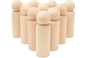 Large Wooden Peg Dolls 5-1/2 inch, Pack of 2 Unfinished Jumbo Dad Peg Doll Figures for Peg People Crafts, by Woodpeckers