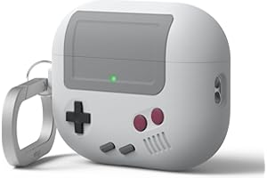 elago AW5 Kompatybilne z AirPods Pro 3 – Etui w Stylu Klasycznej Retro Konsoli Do Gier, Z Karabińczykiem (Jasnoszary)