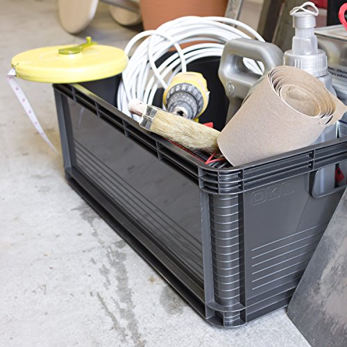 45 Liter Lagerkiste Euro Box Stapelbox Transportbox mit Deckel geschlossene Obstbox Gewerbekiste Lager - 8