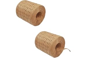 Belvanr Ruban en Papier de Raphia 2 Rouleaux Raphia à Crocheter Raphia Papier Ruban de Raphia Kraft Ruban de Raphia Naturel Ruban de Raphia Corde de Papier Raphia Ficelle (400M)