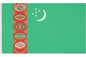 MUWO Flagge Nations Together 90 x 150 cm Nationalmanschaften, doppelseitige Gartenflagge, wetterfeste Fanflagge, Fußballflagge Polyester Länderfagge Deutschland mit Ösen (Turkmenistan)