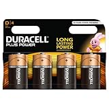 Duracell MN1300 Plus Power D Size Batteries, 4 Batteries