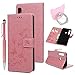 Produktbild A9 2018 Handyhülle Flip Case für Samsung Galaxy,Idlehour PU Leder Case Cover Magnet Schutzhülle Tasche Skin Ständer Handytasche,Rosa Lotus