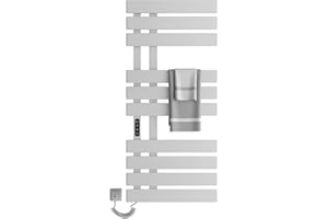SKYLYZH Scaldasalviette Elettrico, Termostato WiFi Smart Scaldasalviette, per Alexa e Google Home e APP, 500x1100 mm, Portasciugamani elettrico, Scaldasalviette Elettrico Bagno Basso Consumo-WIFI White Left