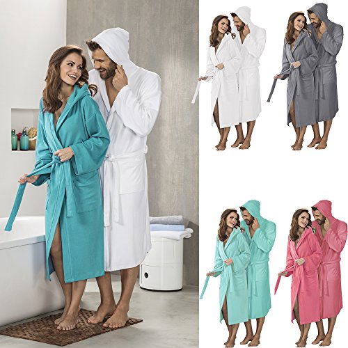 JEMIDI leichter Reisebademantel Bademantel Saunamantel Baumwollmischung Bade Mantel Sauna Morgenmantel - 2