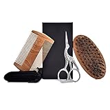 Bartpflege Set für männer,100% Wildschweinborsten Bürste...