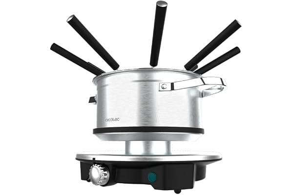 Cecotec Fondue Fun GourmetFondue Advance. 1500W Capacité 1,7 L, Fromage, Chocolat et Huile, Design Acier Inoxydable, Puissance Réglable, Passe au Lave-Vaisselle