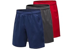 Yuerlian 3 Pack Mens Shorts Quick Dry Running Gym Workout Casual Short with Pockets