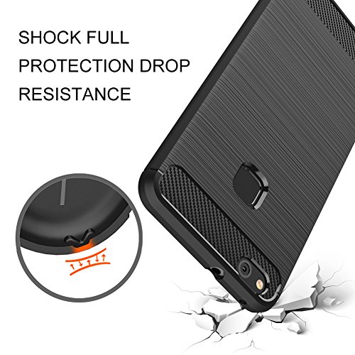 Fundass Carcasa Huawei P10 Lite Amytech 1 5 MM Grueso Gel Silicona Non-slip Anti-Fingerprint Anti-scratch Fundass Carcasa Case Para Huawei P10 Lite  Negro