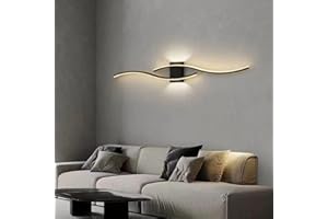 Comely Applique Murale LED Intérieure, Noir Lignes 27W 3000LM Lampe Murale LED Moderne, Éclairage Luminaire Mural LED pour Chambre, Salon, Couloir, Escalier, Blanc Chaud 3000K