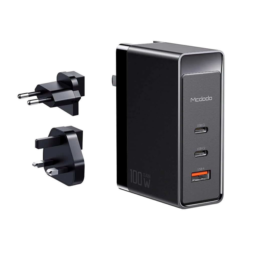 T Teclusive 100w Multi Port Super Fast Gan Charger Type C USB Compatible for iPhone 16 15 14 Pro Max/Mac Book iPad Air Pro/Galaxy S25 S24 Ultra | International World Universal Travel Adapter