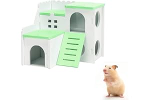 JUNPINGLIN Hamster House Small Animal Hideout for Dwarf Hamster, Syrian Hamster and Mouse Hamster Hideout Hut House Wooden