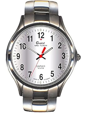 GARDE Herren-Armbanduhr Elegant Analog Edelstahl-Armband silber Funkuhr-Uhr Ziffernblatt silber UGA109026M