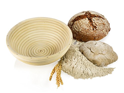 Gärkörbchen aus Rattan Ø21cm für 500-1000g Teig, Peddigrohr Rund Gärkorb Gärkörbe Brotteig Korb