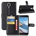 Produktbild Hülle Wiko Harry, EUGO PU Ledercase Tasche Hüllen Schutzhülle Scratch Magnetverschluss Telefon-Kasten Handy hülle Standfunktion Handycover + 1x Schwarz Kapazitive Feder - Schwarz