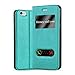 Produktbild Cadorabo Hülle für Apple iPhone 6 / iPhone 6S - Hülle in Mint TÜRKIS – Handyhülle im Standfunktion und 2 Fenstern (View Design) - Case Cover Schutzhülle Etui Tasche Book Klapp Style