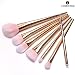 Fashion Base® 7 pcs Pro Techniques Makeup Brushes Cosmetics Set Soft Eyeshadow Eyebrow Brush Powder Foundation Blending Blush Face Brushes Tool Make Up Brushes Set (Pink)