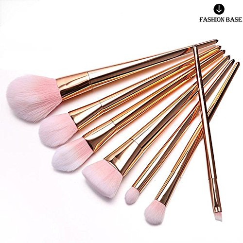 Fashion Base® 7 pcs Pro Techniques Makeup Brushes Cosmetics Set Soft Eyeshadow Eyebrow Brush Powder Foundation Blending Blush Face Brushes Tool Make Up Brushes Set (Pink)