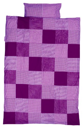 Taftan Patch Checks Duvet Cover Set 100 x 135cm for Cot (Purple)