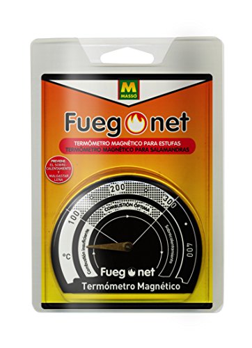Fuegonet 231301 Termómetro Magnético, Negro, 10.5x3x14.5 cm