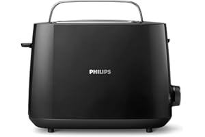 Philips Toaster - 2 Slots, 8 Settings, Bun Rack, Defrost, High Lift, Auto Shut-off, Black (HD2581/91)