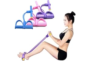 DZOZO Multifunction Resistance Training 4 Tube Pedal Resistance Band Sit-up Pull Rope Fitness Pedal Exerciser Tension Rope Sport Trainer Equipment for Legs Fitness Arm Leg Slimming Training