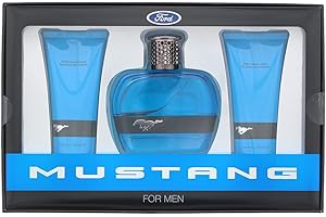 Mustang Blue 3 Piece Gift Set: Eau De Toilette, Aftershave Balm, Hair & Body Wash - 100ml Each