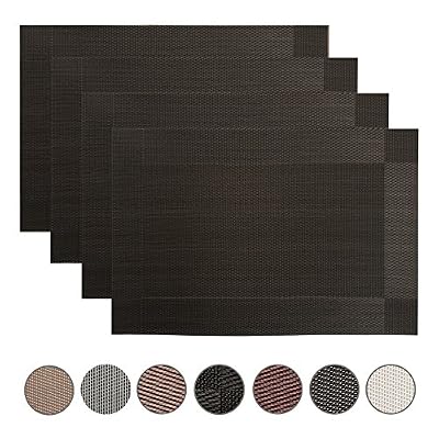 CITÉTOILE Lot de 4 Sets de Table Napperons Tressés en PVC et Polyester Lavables à la Main Resistant à la Chaleur Résistance à l'abrasion Antidérapant Imperméable 45cm x 30cm Décoration de Table Pour Dîner Cuisine Salle à Manger Restaurant Jardi…