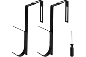 AIEX 2pcs Adjustable Cubicle Wall Hooks, Over The Double Door Hooks Cubicle Coat Hangers with a Cross Screwdriver Universal Partition Hanger Set, Fit Panels with 1.37in - 3.7in Thickness (Black)