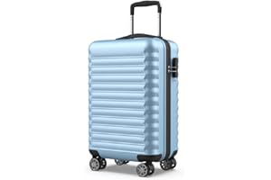 NUMADA - Trolley Bagaglio a Mano Upfly 20' ABS (53x33,5x22cm) con chiusura a combinazione e 4 ruote doppie a 360. Valigia da cabina rigida resistente e leggera con interni a scomparti | Blu Chiaro