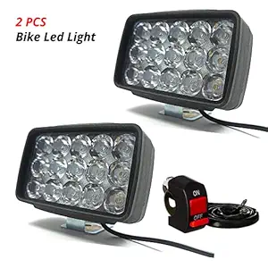 Samite 15 LED Bike Fog Light Waterproof Headlights lamp For Universal Cars Bikes White Anti Fog Spot Light (15LED 15W 2PCS)