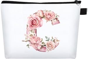 FIDWALL Beauty Case Personalizzabile con Lettera A-Z, Pochette Personalizzata per Donna, Borsa Personalizzata per Viaggio, Regalo Personalizzato Donna, Regalo Ragazza, Pochette da Borsa (C)