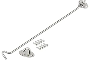 ZiYuya Haken- und Ösenriegel, Edelstahl-Torhaken, Kabinenhakenschloss, Haken-Ösenriegel, Türschloss, Türschloss, Verriegelung für Holztore, Fensterstrebe, Tor, Türschnäpper (Silber, 1 Stück, 14 Inch)