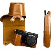 kinokoo Case for Sony A6400/A6300/A6100/A6000 (16-50mm Lens) - Brown | Protective PU leather case with removable strap, detac