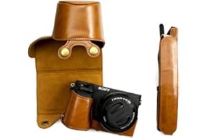 MUZIRI KINOKOO kinokoo Etui ochronne na aparat Sony A6400 A6100 i 16-50 mm etui na aparat Sony a6400, etui Alpha 6100/ILCE-6100 (brązowy)