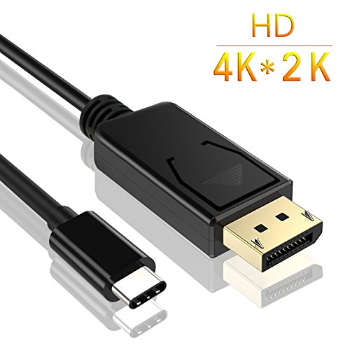 Philonext USB C to DisplayPort Cable (4KX2K@60Hz), (1,8m/5,9ft) USB 3.1 Type C (Thunderbolt 3 Compatible) to DP Cable for 2016 MacBook Pro, MacBook 12", ChromeBook Pixel, Samsung Galaxy S8/S8 Plus