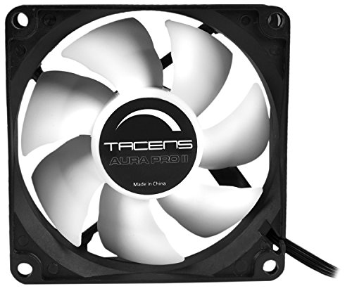 Tacens 3AURAPROII - Ventilador para ordenador (8cm, 1000 RPM, Tecnología Fluxus Pro, adaptadores de velocidad, PWM, ultra silencioso, anti-vibraciones) color negro