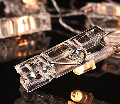 cuzile LED Foto Clip Lichterkette Batteriebetrieben Bild Kleiderbügel warmweißes Licht mit 20 Foto Clips perfekt für hängende Bilder, Notizen, Karten, Memos und Kunstwerke - 8