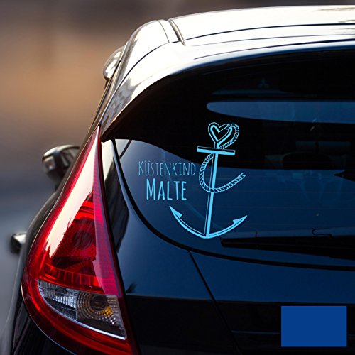 Autotattoo Heckscheibenaufkleber Fahrzeug Sticker Aufkleber Baby Name Anker mit Spruch Küstenkind M1867 - ausgewählte Farbe: *blau* ausgewählte Größe: *M - 19cm breit x 20cm hoch*