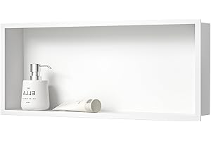 Bernkot Stainless Steel Shower Niche White 30" X 12" No Tile Needed Recessed Shower Shelf Wall Niche for Bathroom Storage