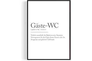 PULSE OF HOME Badezimmer Deko Bilder – Kunstdruck 'Gäste WC Definition' A4 (21 x 29,7 cm) – Made in Germany – Ohne Rahmen Poster – Humorvolle Deko für Dein Gäste-WC, ein Blickfang – Macht den Raum besonders