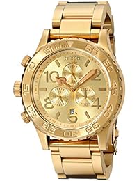Nixon 42-20 Chrono A037502-00 - Reloj cronógrafo de cuarzo unisex, correa de acero inoxidable chapado color dorado (cronómetro)