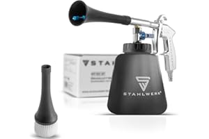 ‎STAHLWERK STAHLWERK Druckluft-Reinigungspistole RP-90 ST – Druckluftpistole mit Tornado-Effekt für Auto (KFZ), Werkstatt & Haushalt, Innenreinigung, regulierbares Ventil für Reiniger (schwarz)