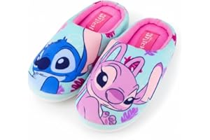 Disney Stitch y Angel Zapatillas Estar Casa para Niñas, Pantuflas Regalo Niñas y Adolescentes, Tallas EU 28 a 33