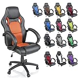 TRESKO Chaise Fauteuil siège de Bureau Racing Sport Ergonomique inclinable accoudoirs rembourrés, de 14 Couleurs différentes, Lift SGS contrôlé (Noir/Orange)