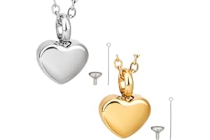 CREATCABIN 2 Confezione Piccola Collana A Forma Cuore Le Ceneri Gioielli Cremazione A Forma Cuore Le Ceneri Gioielli in Acciaio Inox Urna Commemorativa Ciondolo Impermeabile Famiglia Amici 1.2x1.7cm