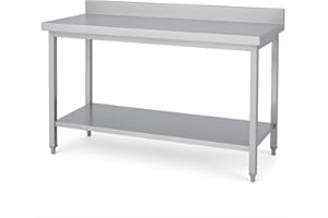 ARREDO CHEF Table de Travail INOX Professionnelle avec Dosseret – 180x70xH95 cm – Acier Inoxydable 201 – Étagère Basse – Cuisine Pro Restauration CHR – ArredoChef