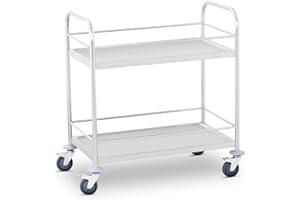 Royal Catering Stainless Steel Service Trolley Catering Trolley Kitchen 2 Shelves 100kg RCBW 2 (2 Shelves, 100 kg loading capacity, 85 x 52.5 x 94.5 cm, Low-vibration swivel casters, 4 Locking brakes)