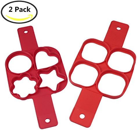 GABBREIN Egg Ring Nonstick Silicone Round Egg Rings Muffin Pancake Mold Heart (4 shape)